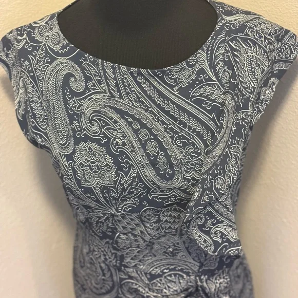 Etro Blue Monochrome Paisley Printed Ruffle Midi Dress Size 46 10 $1950 Women